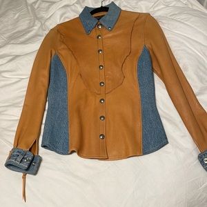 Leather button up shirt